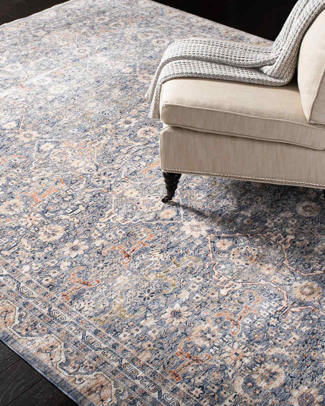 Belvoir Light Blue Power-Loomed Rug, 3' x 5'